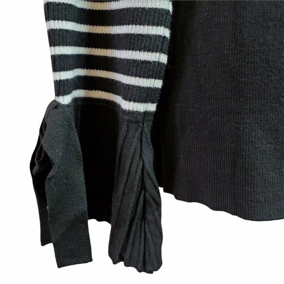 New York and Co Womens Sweater Sz XL Black White Off-Shoulder Neck 7th Avenue LS - Picture 6 of 12